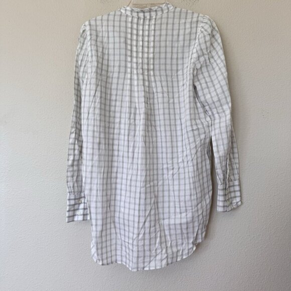 NWT LOFT Women Thin Lightweight Algodon Cotton Blouse Shimmer Multicolor Plaid M - Picture 7 of 8